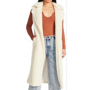 Forever 21 White FAUX FUR Vest W/ Pockets, BOHO, SHERPA, WESTERN, STAGECOACH - S